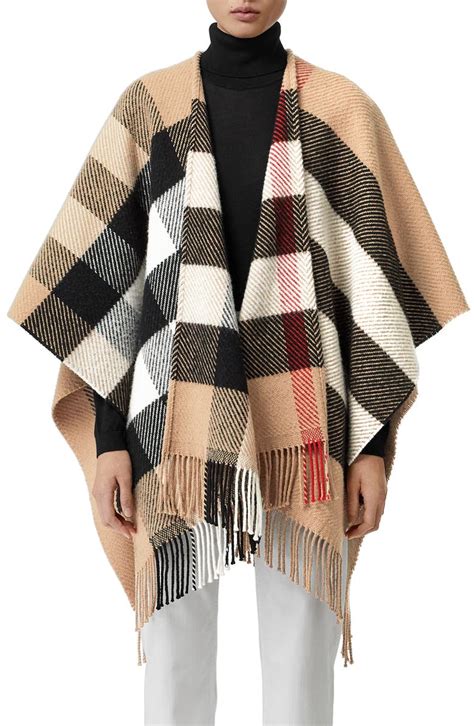 burberry camel check cape|burberry cashmere cape.